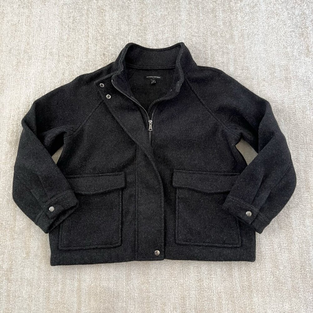 Banana Republic Factory Brushed Melton Pocket Short Jacket Pea Coat M Petite